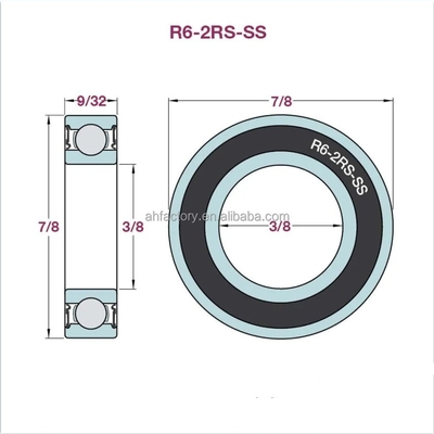 Имперский миниатюрный подшипник R6-2RS C3 Прозрачность 3/8&quot;x7/8&quot;x9/32&quot; Устойчивая производительность